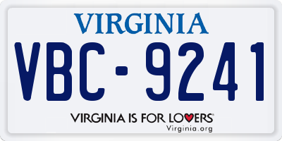 VA license plate VBC9241