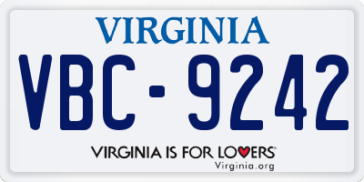 VA license plate VBC9242
