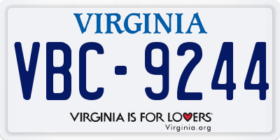 VA license plate VBC9244