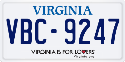 VA license plate VBC9247