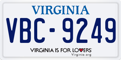 VA license plate VBC9249
