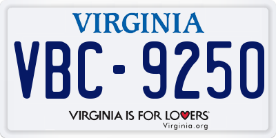VA license plate VBC9250