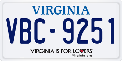 VA license plate VBC9251