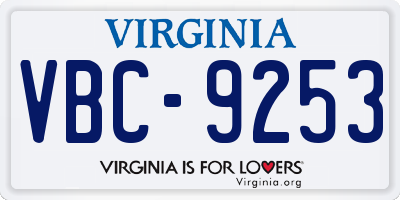 VA license plate VBC9253