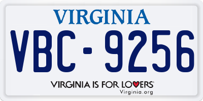 VA license plate VBC9256