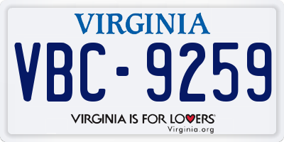VA license plate VBC9259