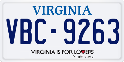 VA license plate VBC9263