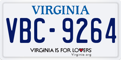 VA license plate VBC9264