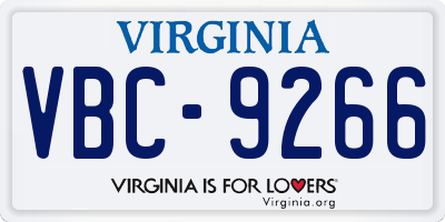 VA license plate VBC9266