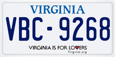 VA license plate VBC9268