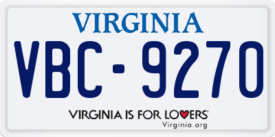 VA license plate VBC9270