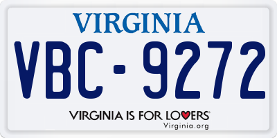 VA license plate VBC9272