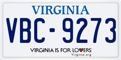 VA license plate VBC9273