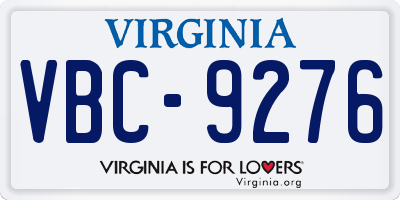 VA license plate VBC9276