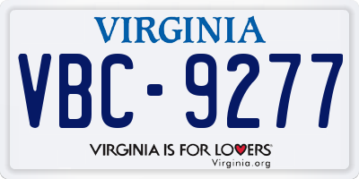 VA license plate VBC9277