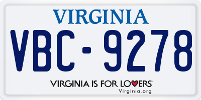 VA license plate VBC9278