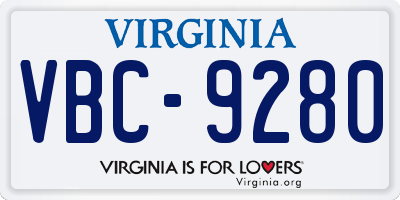 VA license plate VBC9280