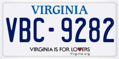 VA license plate VBC9282