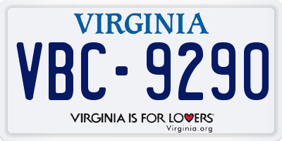 VA license plate VBC9290
