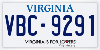 VA license plate VBC9291