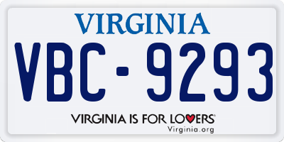 VA license plate VBC9293
