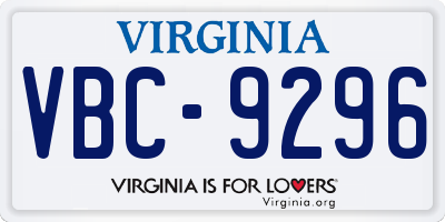 VA license plate VBC9296