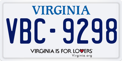VA license plate VBC9298