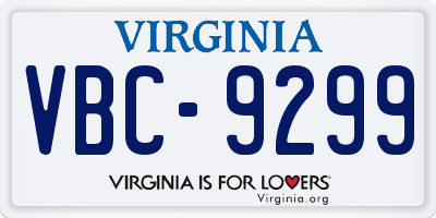 VA license plate VBC9299