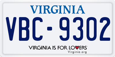 VA license plate VBC9302