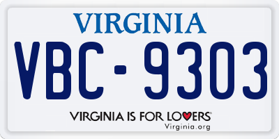 VA license plate VBC9303