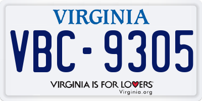 VA license plate VBC9305