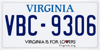 VA license plate VBC9306