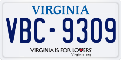 VA license plate VBC9309