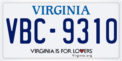 VA license plate VBC9310