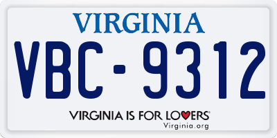 VA license plate VBC9312