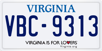 VA license plate VBC9313