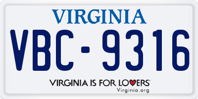 VA license plate VBC9316
