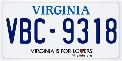 VA license plate VBC9318