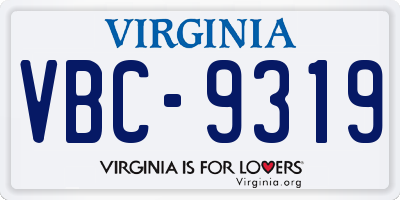 VA license plate VBC9319