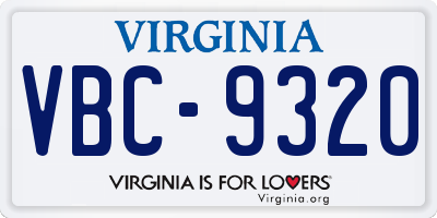 VA license plate VBC9320