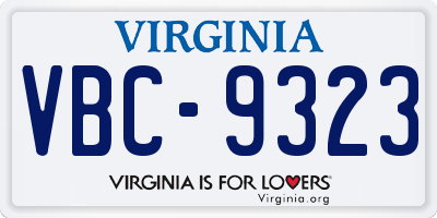 VA license plate VBC9323