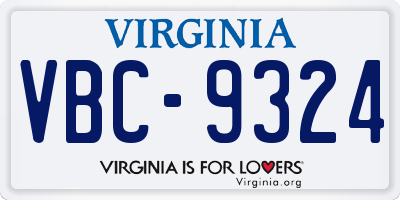 VA license plate VBC9324