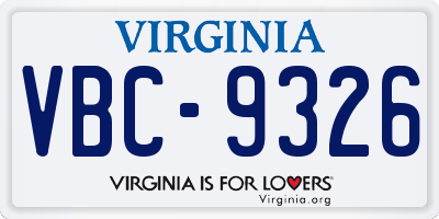 VA license plate VBC9326