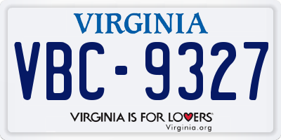 VA license plate VBC9327