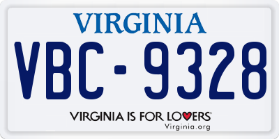 VA license plate VBC9328