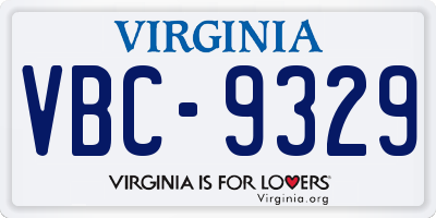 VA license plate VBC9329