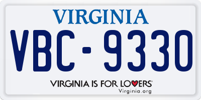 VA license plate VBC9330