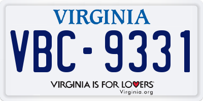 VA license plate VBC9331