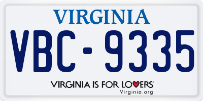 VA license plate VBC9335
