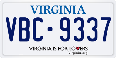 VA license plate VBC9337